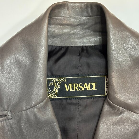 CRAZY COOL, SUPER RARE, NEW GIANNI VERSACE GRAY LEATHER PANT / JACKET SET 46 - Picture 5 of 16